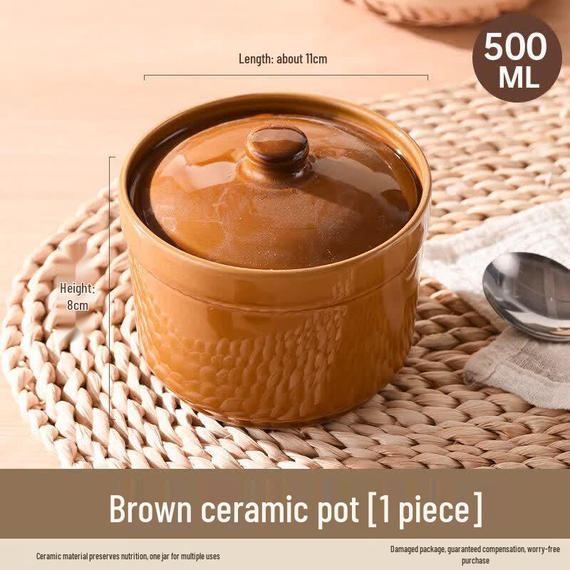 Ceramic Single Serving Double Boiler Stew Pot