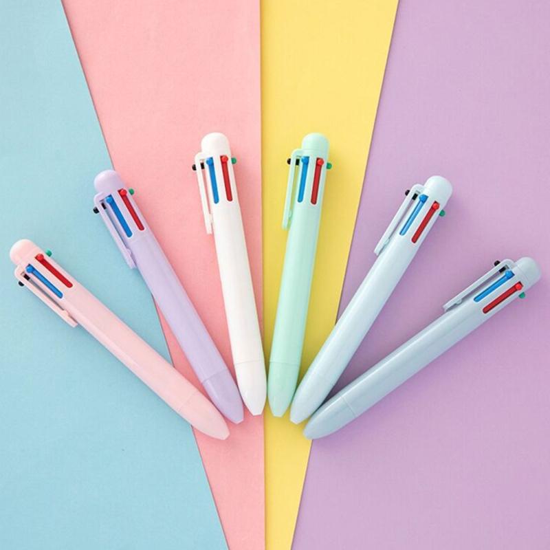 6 Stück 6 in 1 Schreibstift Einziehbarer Kugelschreiber 6 Farben Mehrfarbstift zum Journaling Kritzeln Schulmaterial