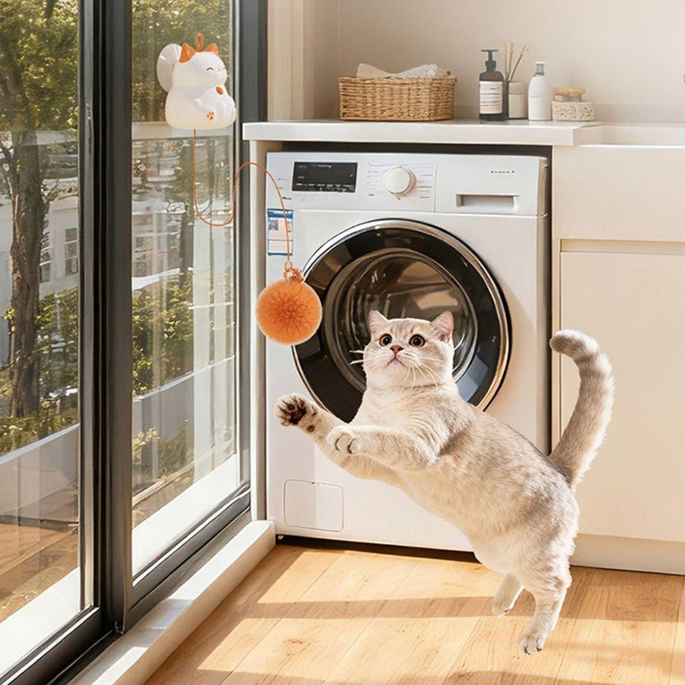 Creative Electric Hang Ball Kitten Bite Resistan Smart Automatic Lifting Cat Ball Rotating Self Play Kitten Teasing