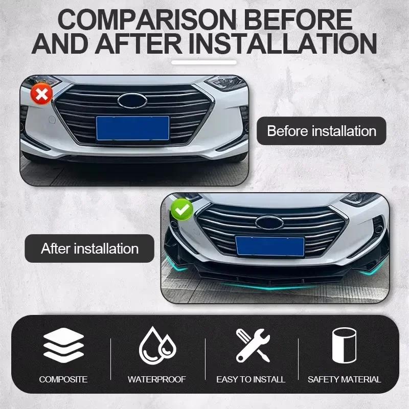 5Pcs/1set Universal Car Front Bumper Lip Spoiler Splitter ABS Body Kit Canard Lip Splitter - Automotive Accessory