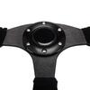 High Quality 14 Inch 350mm Car Red Racing Suede Leather & Aluminum Alloy Steering Wheel Flat With Horn Button Red