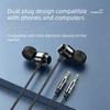 Metal HiFi Headphones 3.5mm In-ear Earbud Gamer Dual-plug Headphones  Phone
