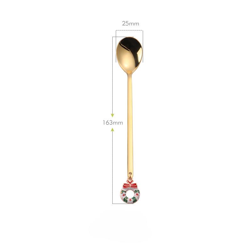 6 Christmas coffee spoons stainless steel Christmas tree snowman Christmas dessert tea spoons coffee dessert ice cream Sunday