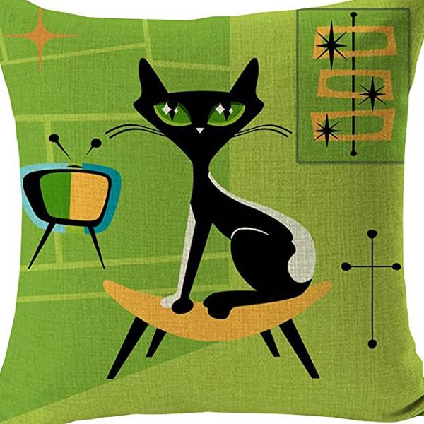 Kitten Gift Pillowcase Cute Pet Printed Linen Pillow Cushion Cover Bedside Living Room
