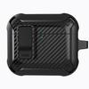 For AirPods 4 Bluetooth-compatible Earphone Cover Carbon Fiber Texture TPU+PC Anti-Drop Case with Buckle