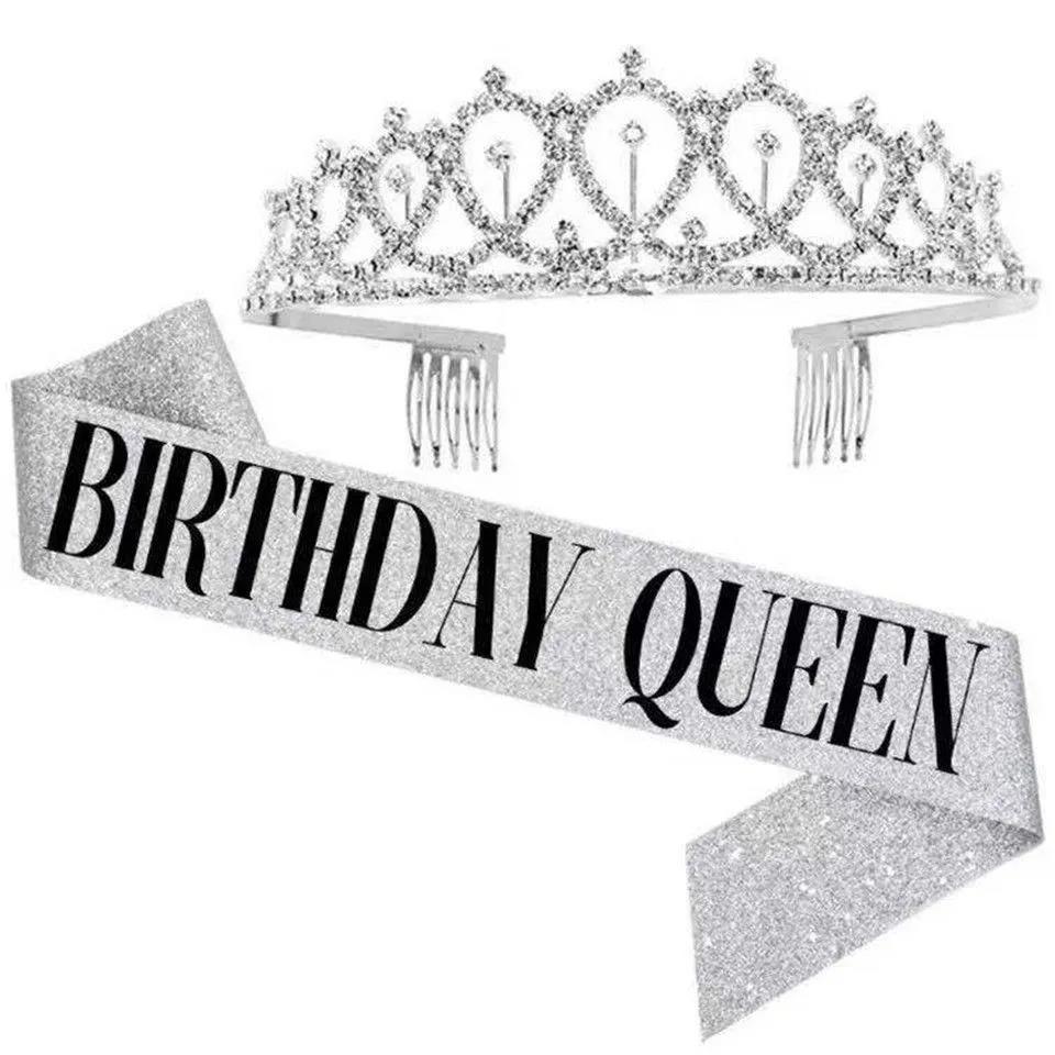 Influencer Birthday Crown & Sash Set - Headdress & Party Decor Props for Girls
