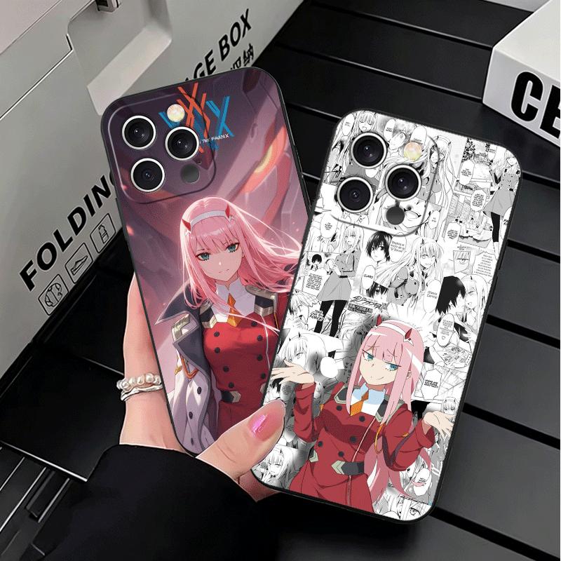 Darling Zero Two 02 Anime Soft Phone Case for iPhone 16 16E 17 Air 15 Pro Max 14 Plus 13 Mini 11 12 7 Black Cover Back Shell