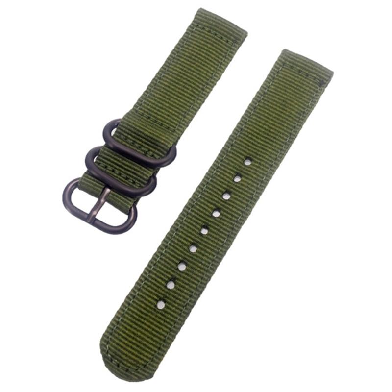 

22mm Universal Smartwatch Nylon Wrist Band 3 Buckles Replacement Watch Strap (Straight Pin) Army Green