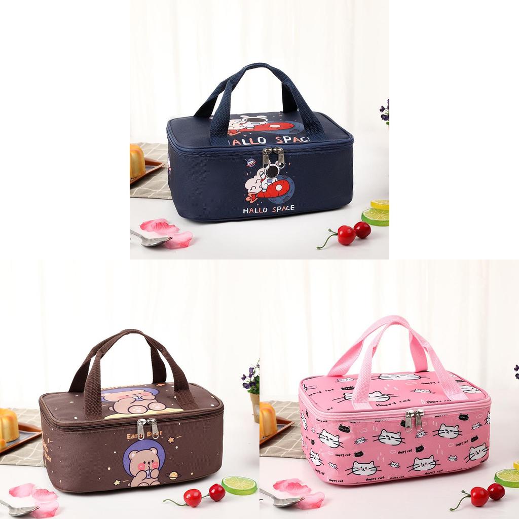 Cartoon Insulated Lunch Bag With Aluminum Foil For Students And Kids