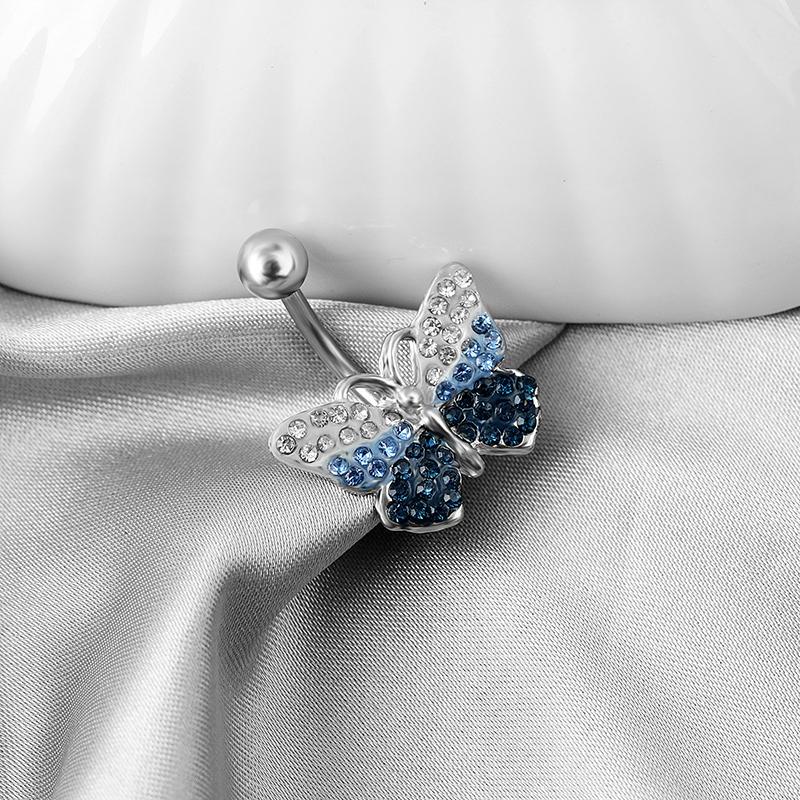 Butterfly Pendant Belly Button Ring Stainless Steel Light Luxury Navel Nail For Women Body Piercing Jewelry
