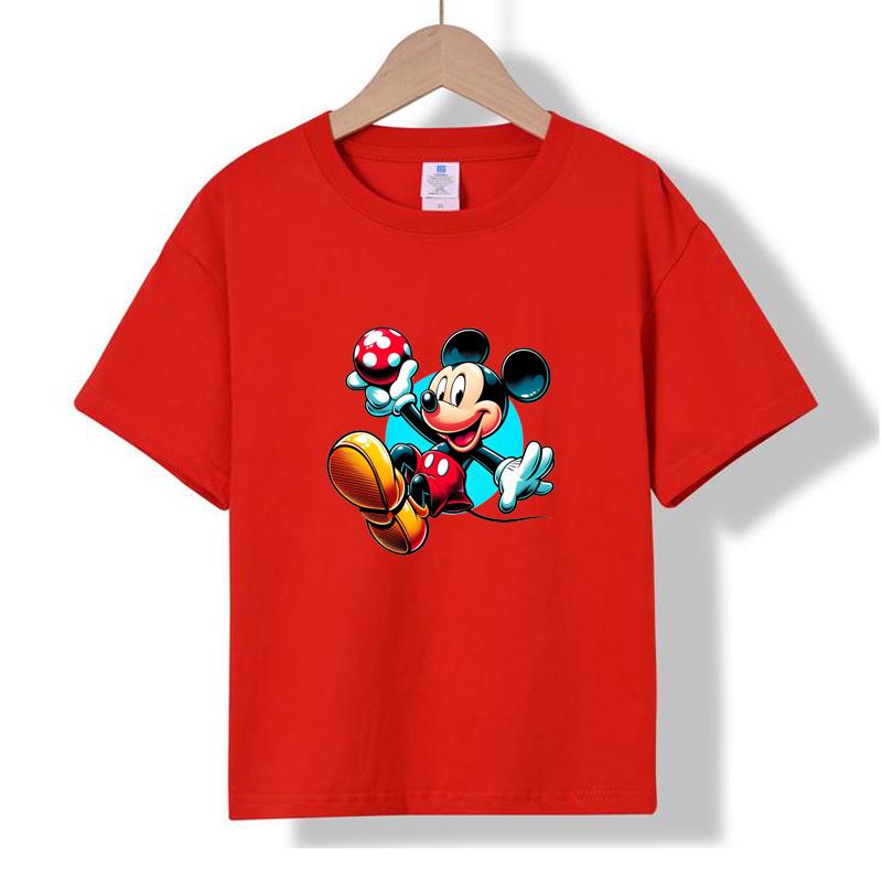 XH13 MINISO 2026 Summer New Printed Cotton Round Neck T-shirt for Children Aged 1-16, Boys and Girls