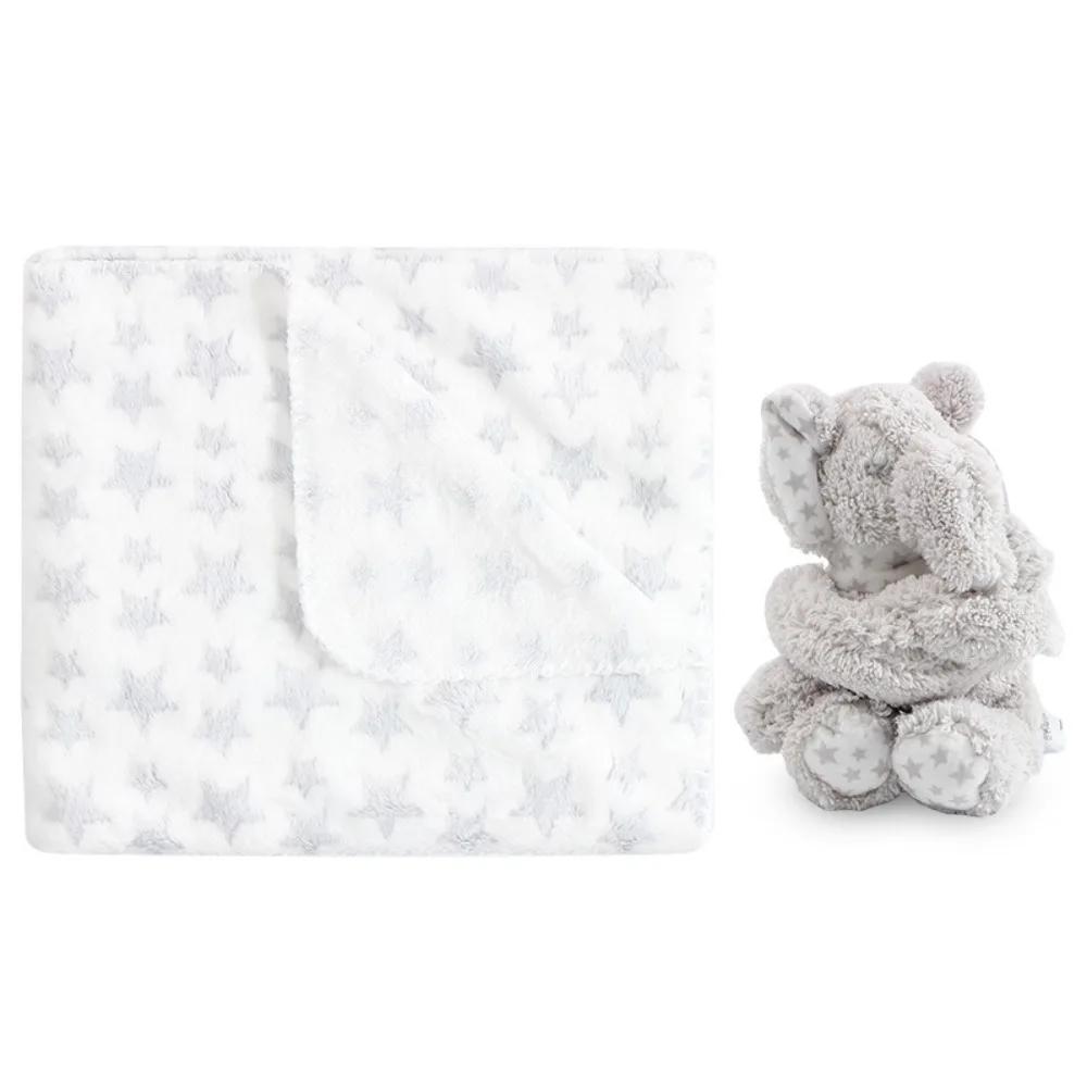 2pcs/set Stuffed Animal Plush Baby Blanket 75*100cm Baby Gift Newborn Baby Sleeping Blanket Bunny Design Flannel