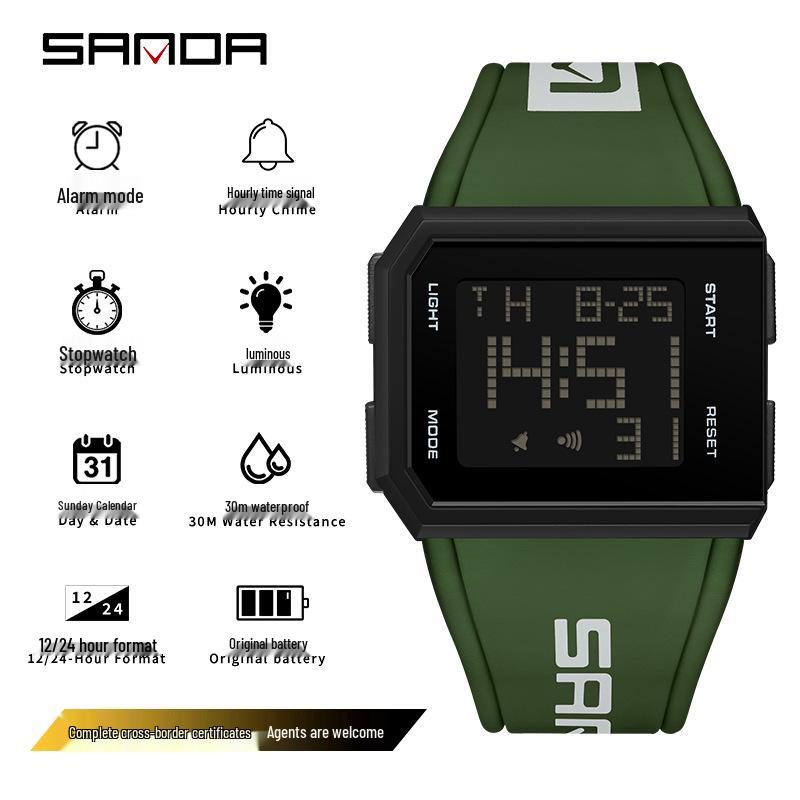Sanda Youth Trend Multifunctional Digital Electronic Watch