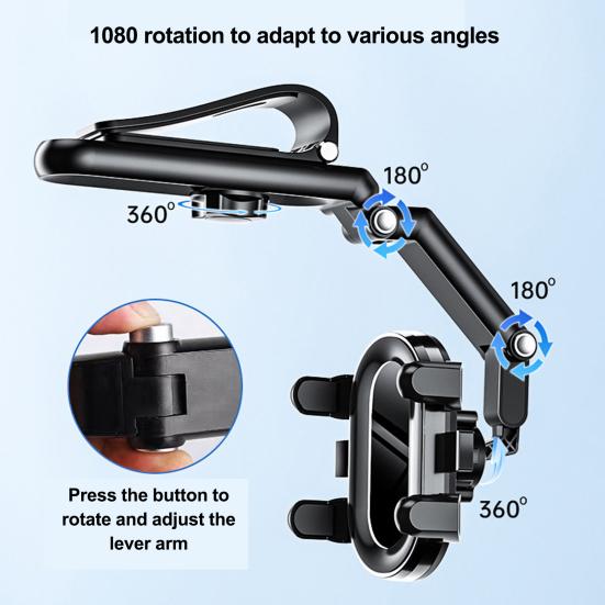Car Sun Visor Phone Holder Mount 1080 Rotatable Height Angle Adjustable Universal Auto Cellphone Support Bracket Car Interior Accessories