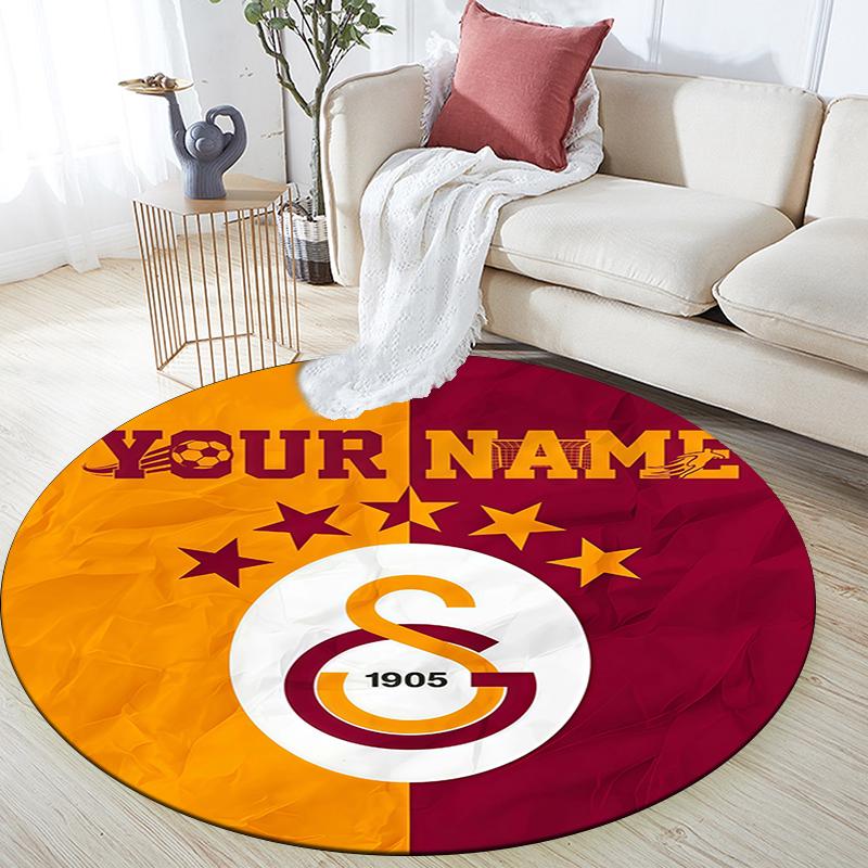 Custom Name,Galatasaray SK pattern round rug,Carpet Rug for Living Room Bedroom Playroom ,Non-slip Floor Mat,Holiday Gifts and Birthday Gifts.