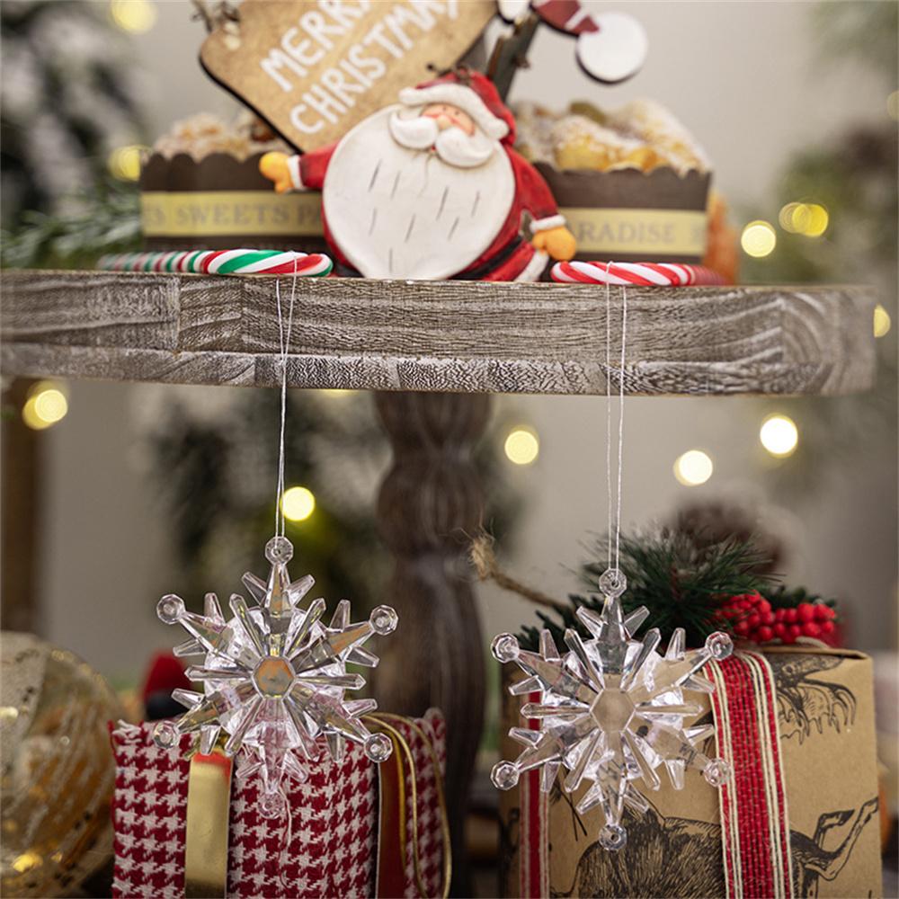2024 Christmas Supplies 6Pcs/Set Acrylic Snowflake Pendant For Xmas Tree Transparent Decorations Ornaments 2025 New Year Decors