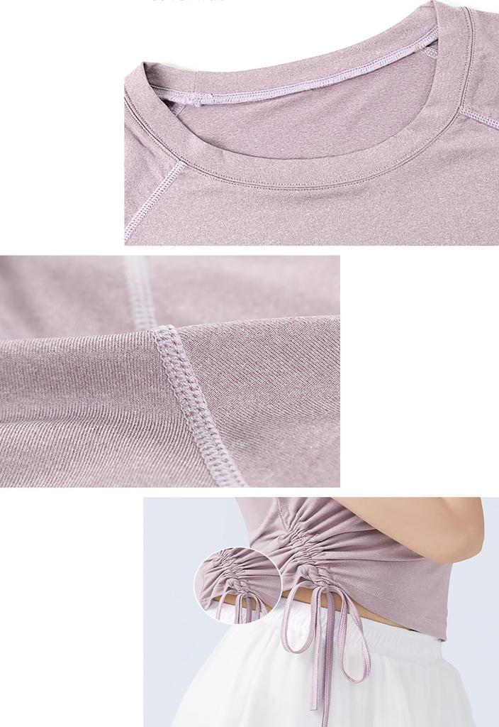 Ballet Short Sleeve Short Tops for Women Practice Wear Stretch Blouse Adjustable Gathers Classical Dance Ballroom Dance Dance Top Dance Costume Yoga