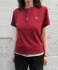 Nodi 30-Count Cotton Layered Henley Neck Short Sleeve Crop T-Shirt Burgundy