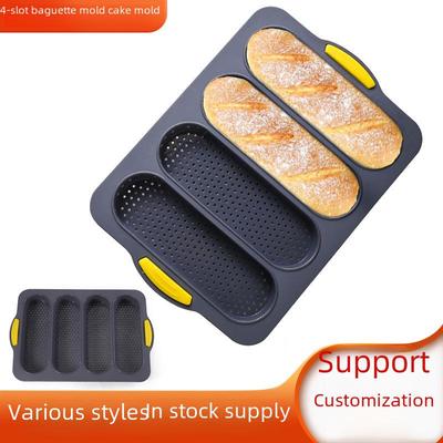 Food-Grade Non-Stick Silicone Baguette Mold - 4 Slot Baking Tray for Bread & Cakes