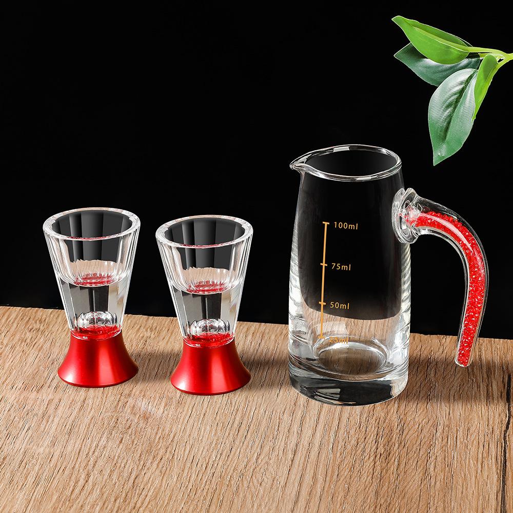 Household light luxury Baijiu cup gold foil wine dispenser spirit cup gift box set crystal cup shelf wholesale