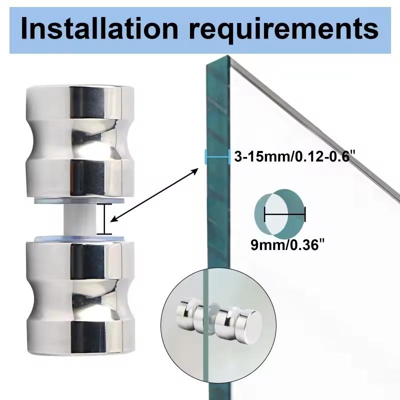 Stylish Shower Glass Door Handle,Sliding Shower Doors Knob,Double Sided Pull Hardware Replacement Parts For Bathroom Glass Doors
