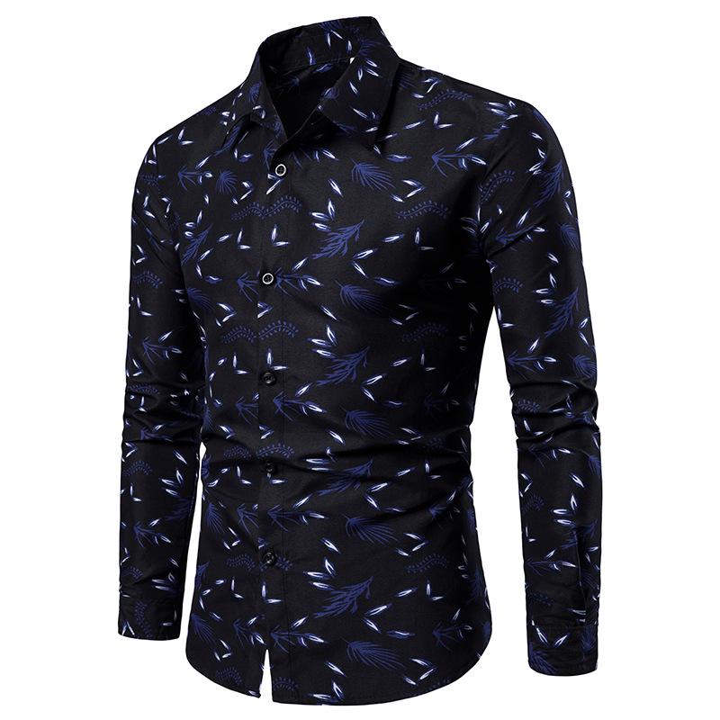 Spring Autumn Men's Lapel Dragon Pattern Shirt Fashion Print Long Sleeve Men Shirts