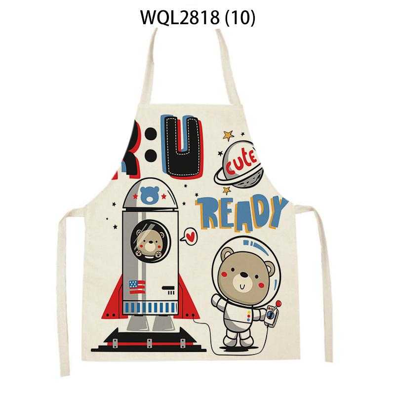 Cute Dog Cat Sheep Cattle Bear Animal Print Kitchen Aprons Women Men Linen Sleeveless Antifouling Apron Cooking Baking Waist Bib