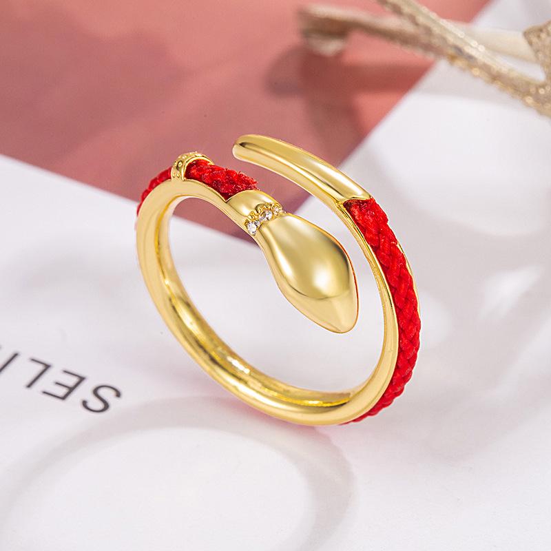 Women's High-End Red String Snake Year Adjustable Ring - New Year Gift