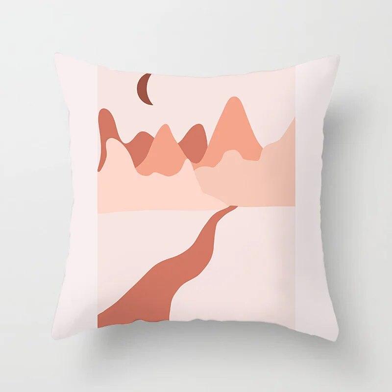 45x45cm New Geometric Abstract Flower Leaf Cushion Cover Desert Sunrise Cactus Pillow  Living Room Sofa Car Home Decoration