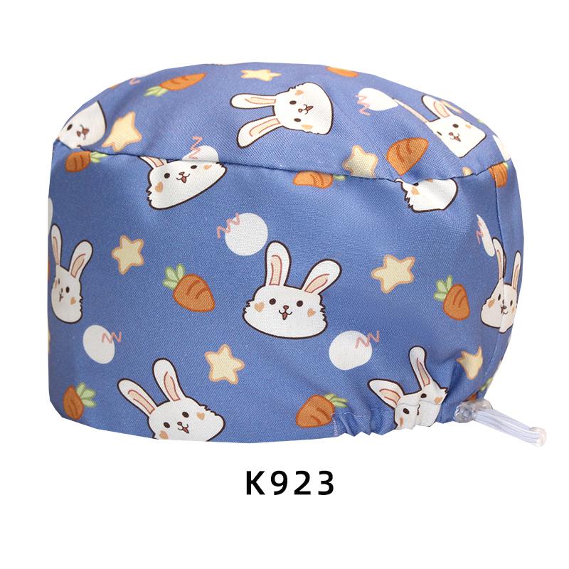 Cartoon Printed Nursing Caps Men Women Medical Hats Adjustable Long Hair Pet Dental Clinic Doctors Scrub Hat