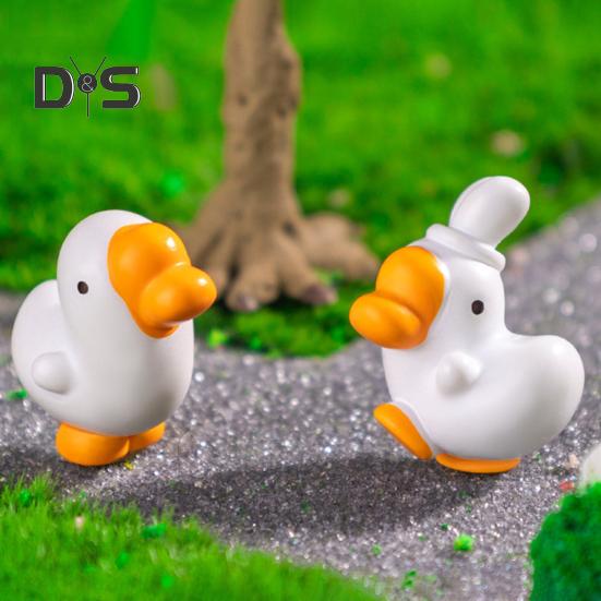 6 Pcs Mini Goose Figurines Resin Miniature White Goose Statues Bonsai Planter Goose Ornament for Micro Landscape Fairy Garden Decor
