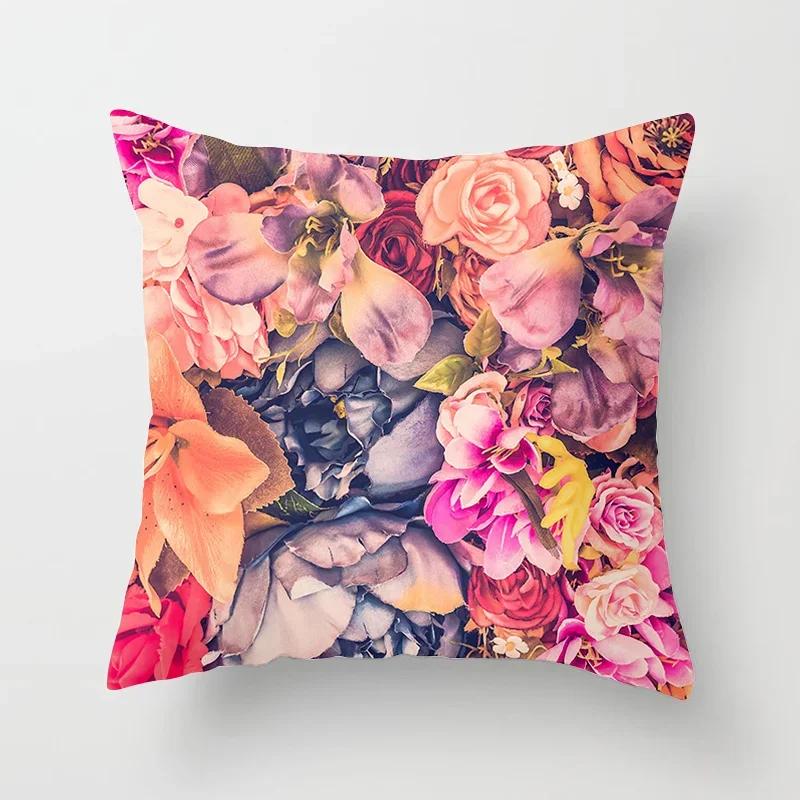 

Чехол на декоративную подушку с цветочным узором Наволочка Полиэстер Подушки для дивана Домашний декор Чехол на подушку 66x66cm золотистый