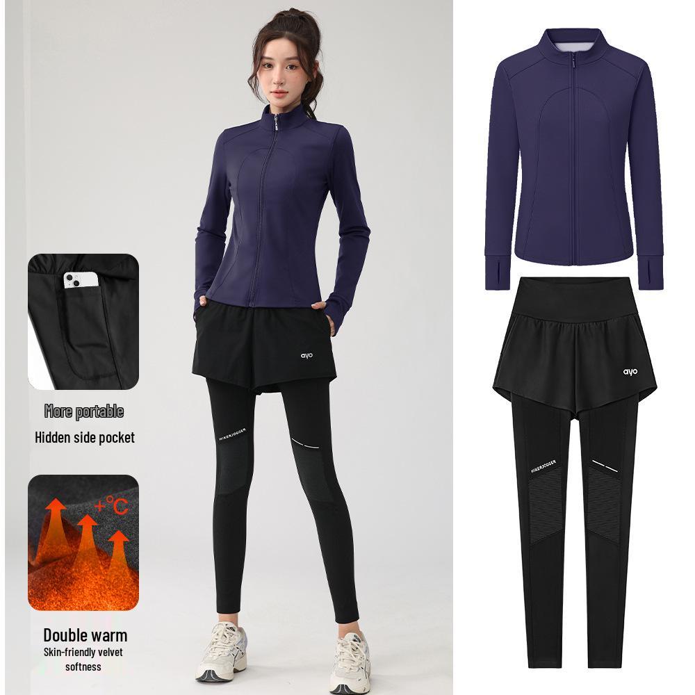 Autumn & Winter Quick-Dry Two-in-One Velvet Sports Pants for Running & Outdoor Fitness