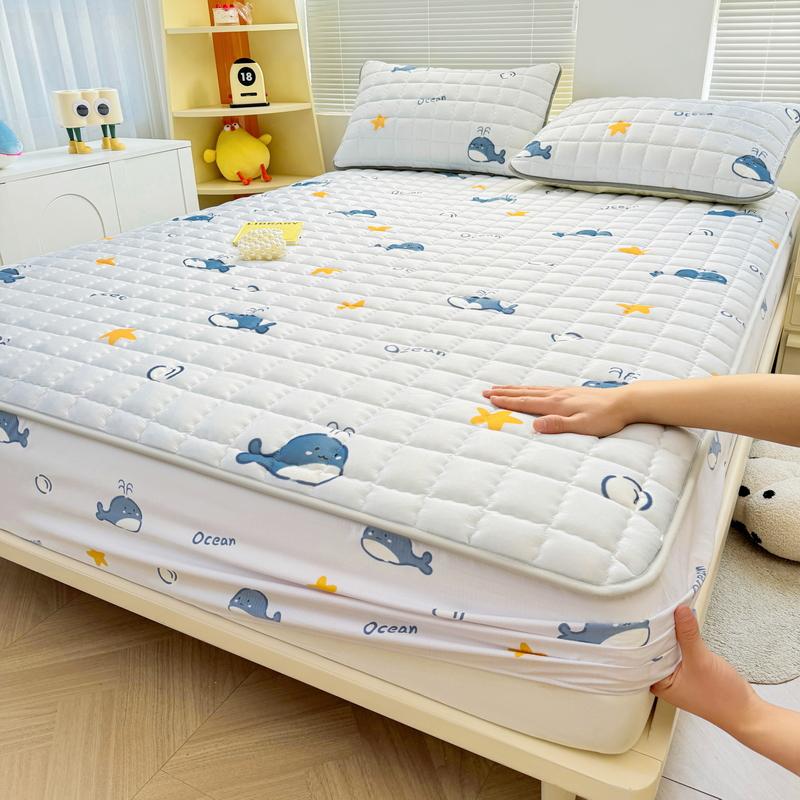 Thick Mattress Cover Cartoon Style Bedspread Quilted Bed Cover for Home Adults Kids Bed Linen fundas de colchón (No Pillowcase)