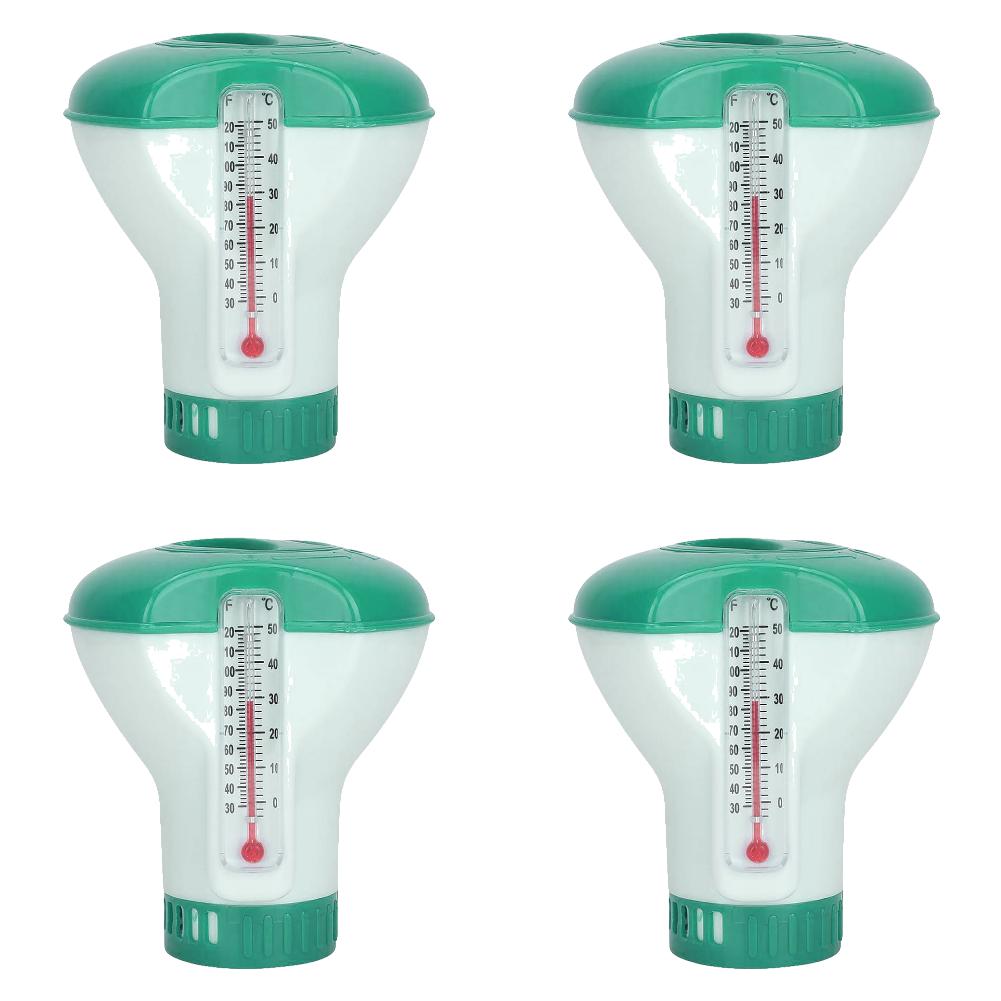 Floating Chlorine Dispenser Water Disinfection Purifier with Thermometer Adjustable Chemical Delivery Tablets Cleaner for Pool
