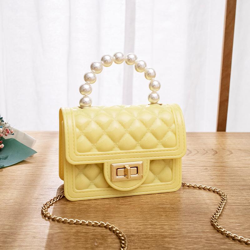 Violet Chicly Pearl Portable Chain Sweet Simple Female Wallets New Fashion One Shoulder Diagonal Straddle Bag Wallets for Women