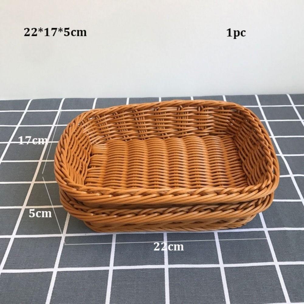 Mehrere Stile Imitation Rattan Obstteller Retro Gewebt Mehrzweck Aufbewahrung Rattan Gewebt Tee Tablett Kreatives Haus Süßigkeitenverpackung