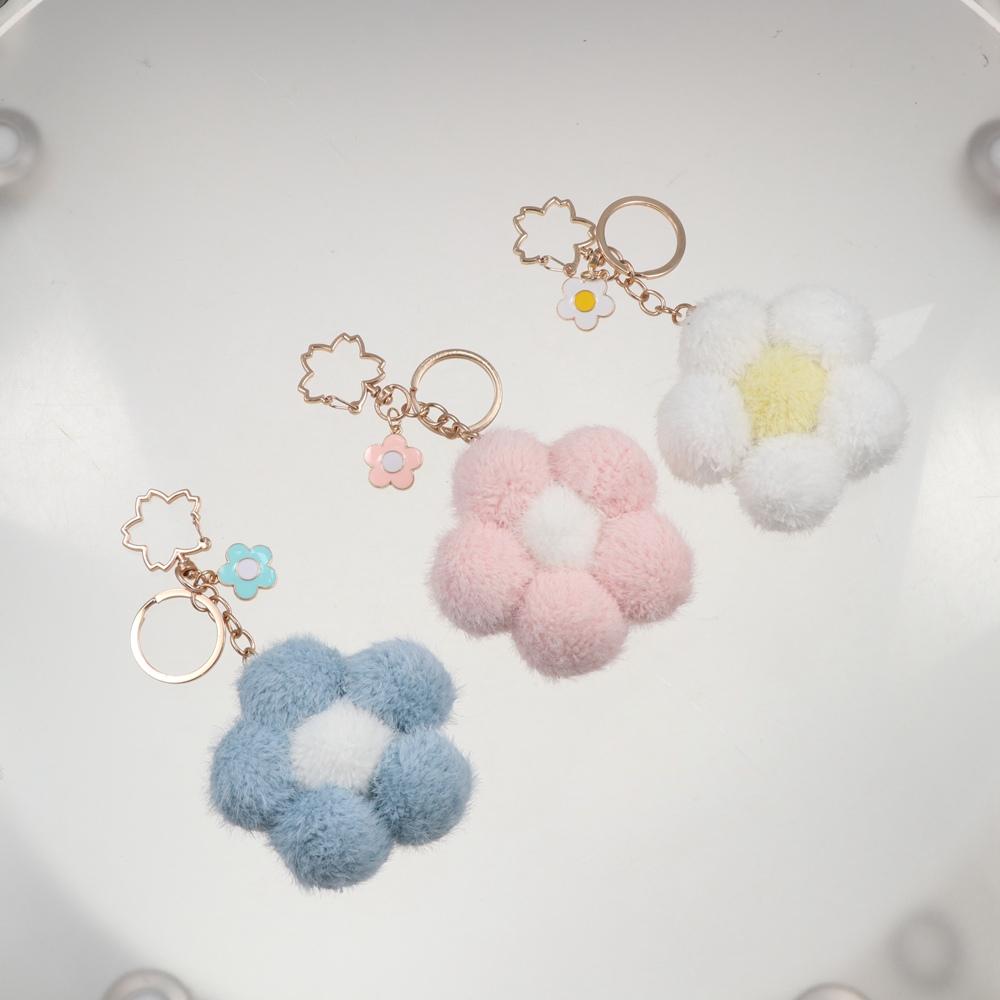 Bag Pendant Bag Decoration Flower Keychain Stuff Plush Toy Backpack Charms Cartoon Plush Pendant