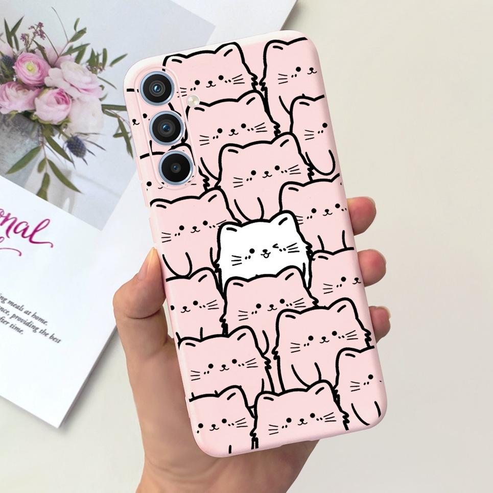 Soft Silicone Cases For Samsung Galaxy A54 5G A53 5G Case Samsung A23 4G 5G A12 A125F Bumper Shell Black Cat Stylish Coques Etui