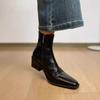 Short Boots Women's, Autumn and Winter Heel Versatile Chelsea Boots Broad Heel Boots Tide Pointed Martin Boots