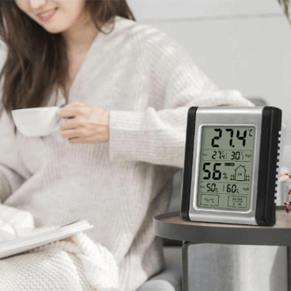 High Precision Temperature Meter ABS Material Touch Screen Digital Thermometer Magnetism Digital Display Hygrometer