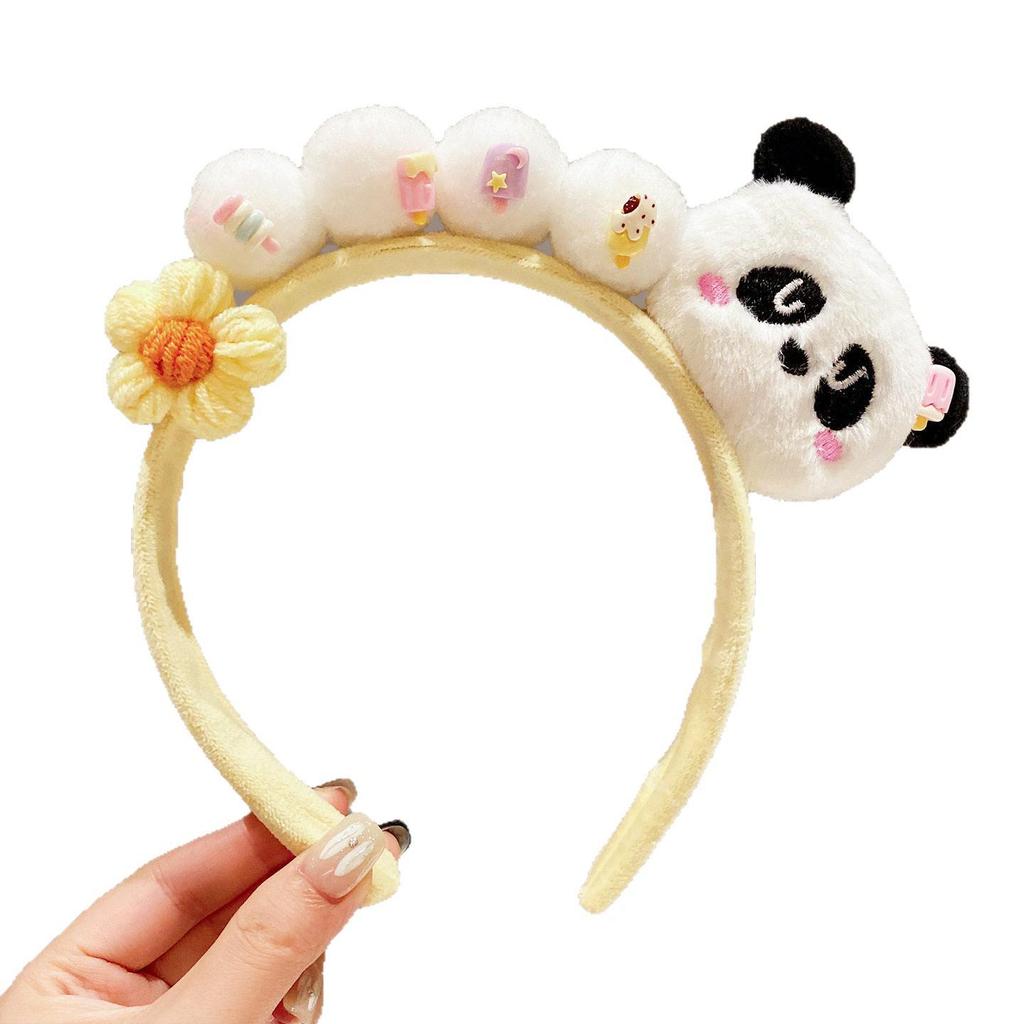 Cute Bamboo Leaf Panda Headband for Women and Children - Plush Zoo Panda Design