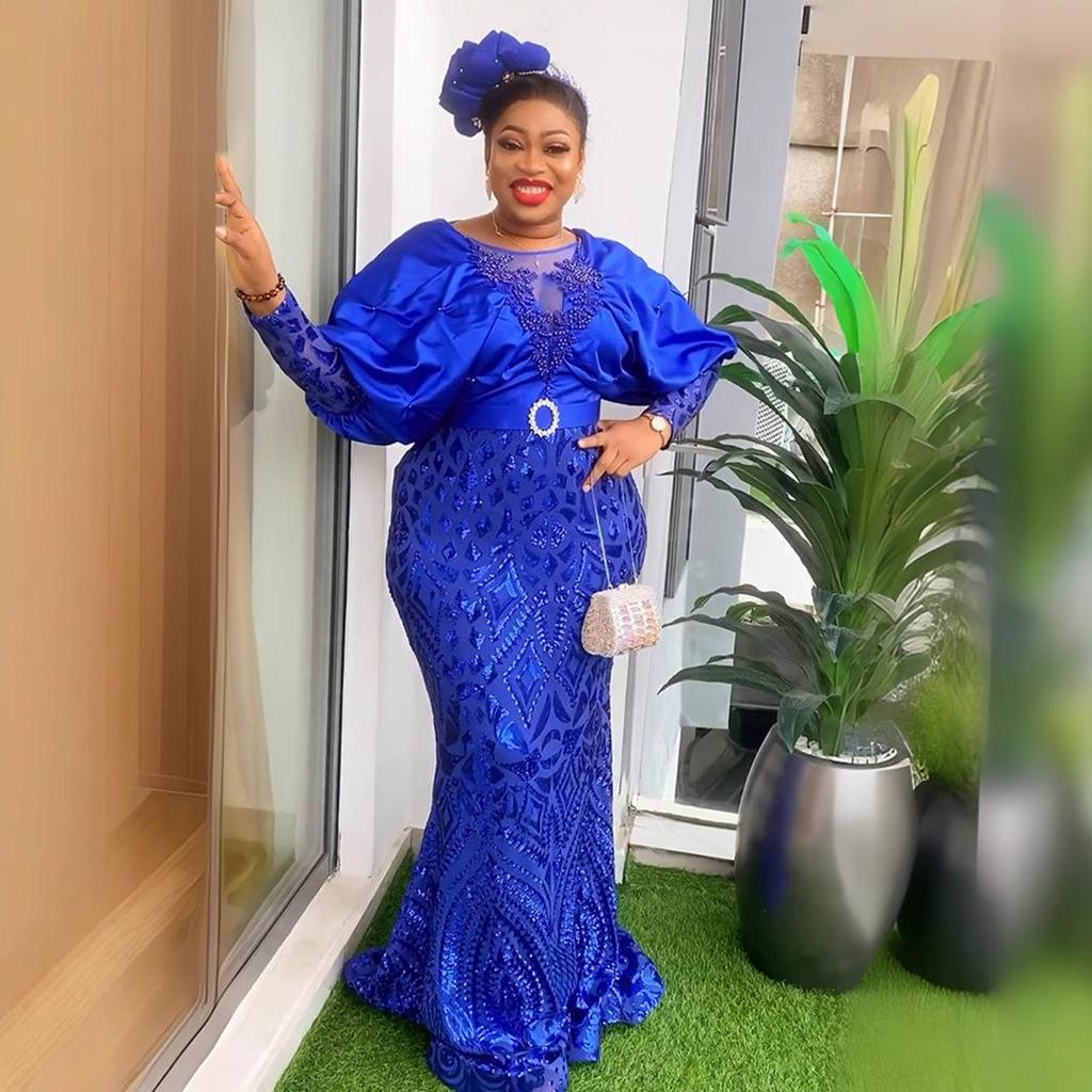 Elegant Plus Size Sequin Party Evening Dress for Women