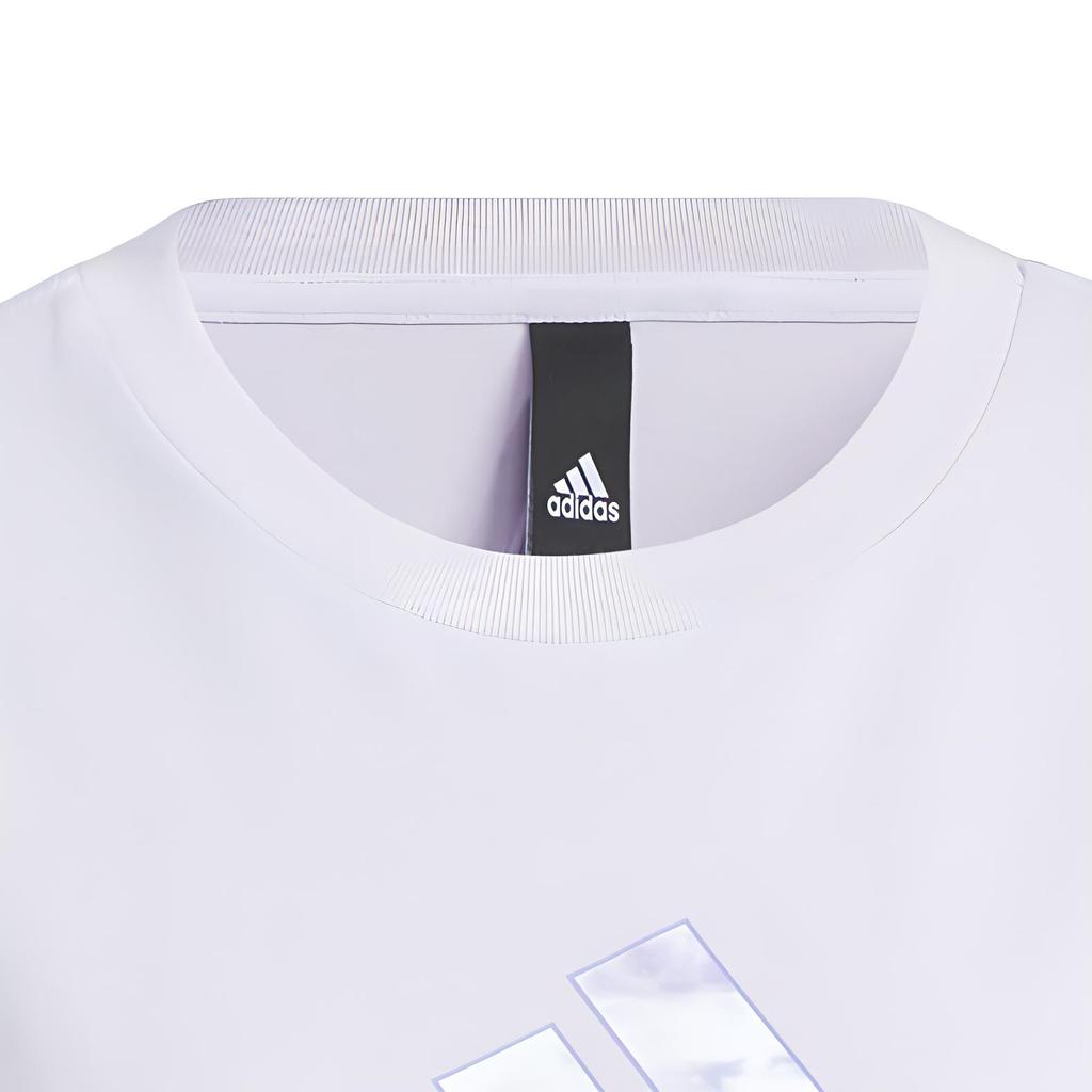 Adidas SS22 Large Logo Print Solid Color Crew Neck T-Shirt Women Tops Purple HI6848