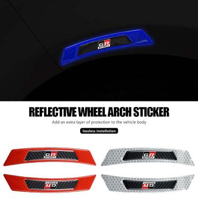 For 2pcs Car Reflective Strips Warning Stickers Emblem Auto Styling Accessories Crown Land Cruiser RAV4 Camry Yaris