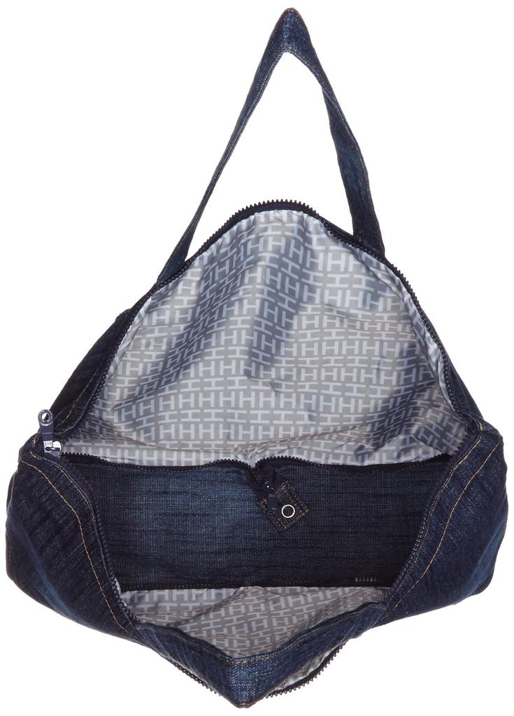 Hapitas Foldable Denim Tote Bag, Carry-On Compatible, Available In a Variety of Patterns, 17L, 33cm, 0.36kg, H0001-DE 272, Indigo