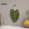 Absorbent Hanging Hand Towel Leaf Shape Towel, Soft with Loop, Decorative Bathroom Cute Maple Ginkgo Design for Kitchen Drying Space Saving