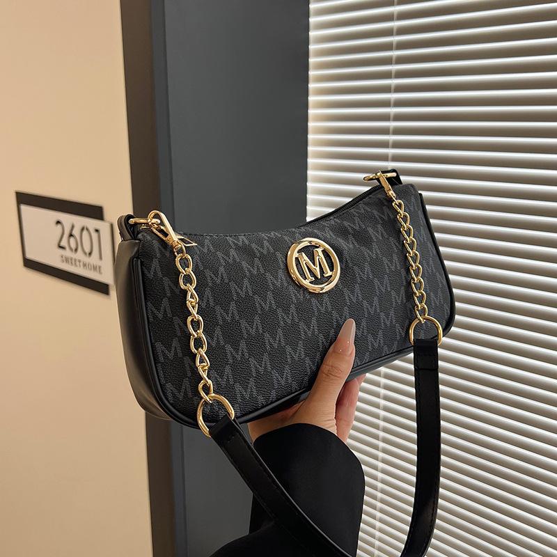 

Модная ретро-тенденция, женская сумка с принтом букв, высококлассная текстура, темперамент, универсальная на плечо, подмышку чёрный