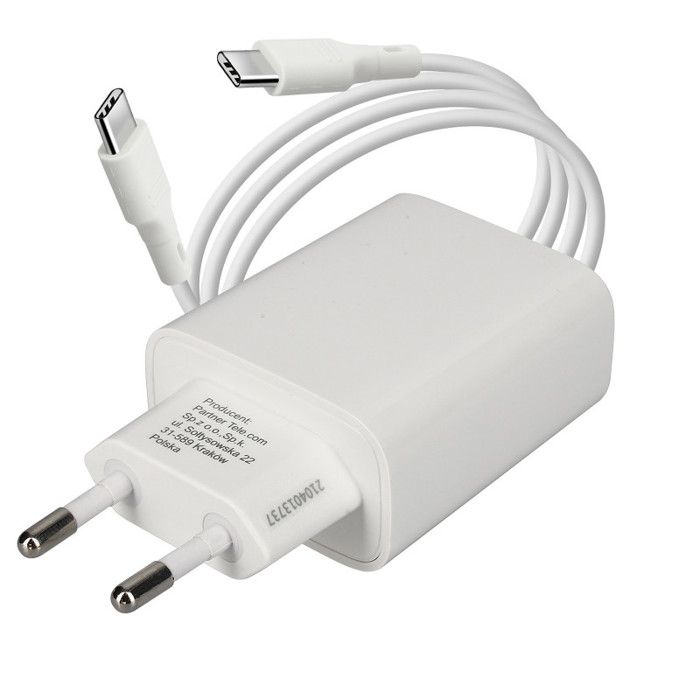 Forcell - Încărcător de rețea complet (Adaptor Tip C 25W & Cablu Type-C la Type-C Detașabil, 1m, Alb) Ambalaj Original