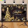 Black Gold Happy New Year Backdrop Merry Christmas Glitter Photography Background Family Prom Holiday Party Decoration RR-28